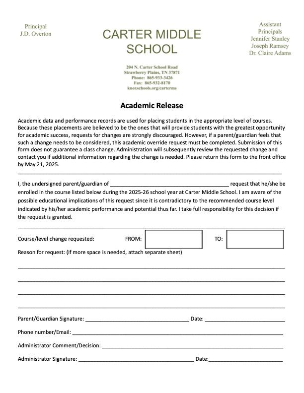  click to download the Academic Release Form